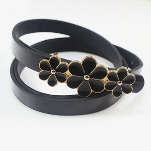 Elegant Black Floral Women's Belt